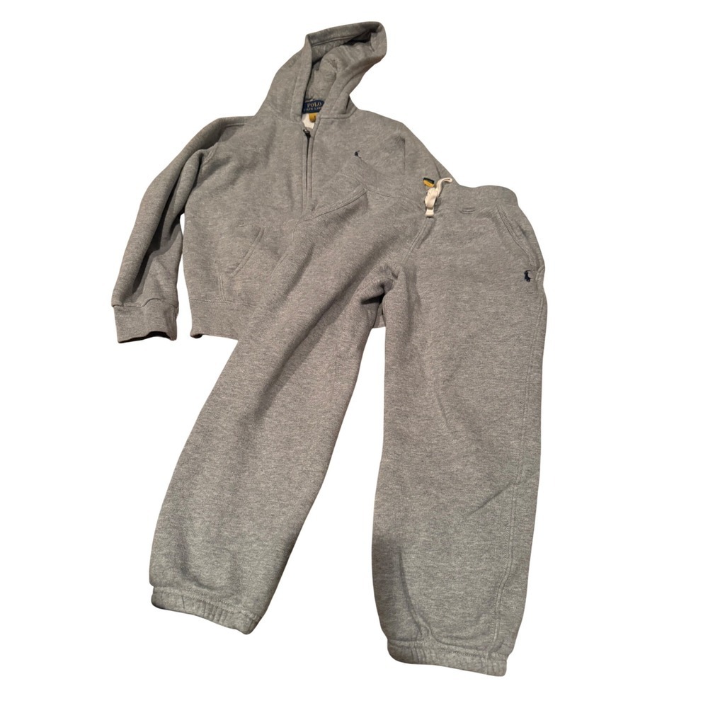 Polo Ralph Lauren Kids Gray Fleece Hoodie and Sweatpants Tracksuit Set Size 5